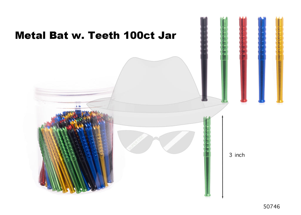 50746 Long Metal Bat w. Teeth Jar of  100ct
