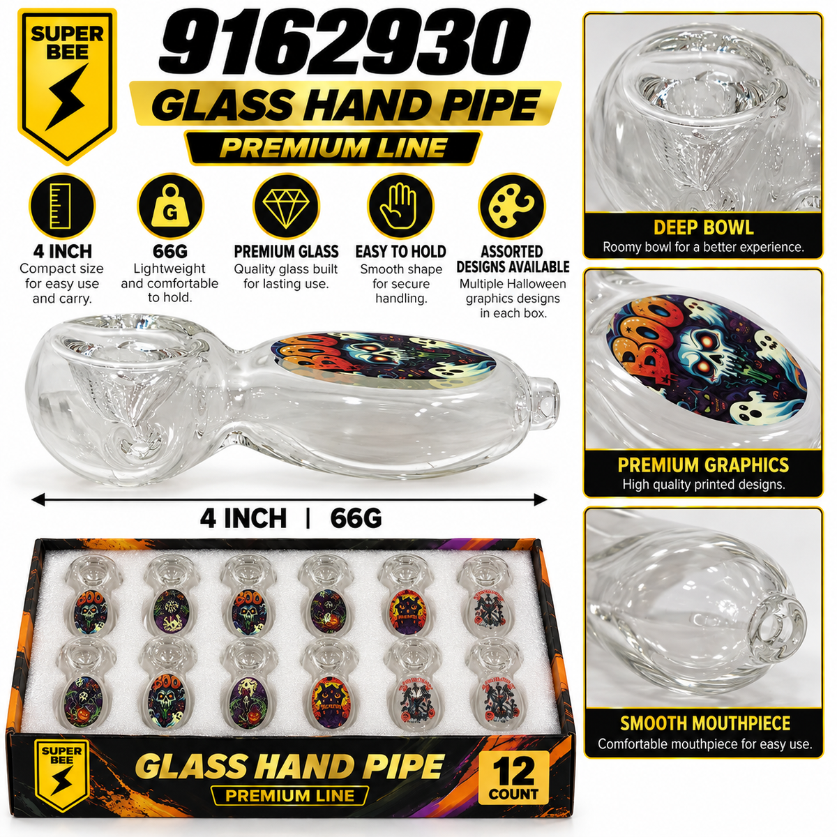 Glass Hand Pipe - Display of 12 – Style 4