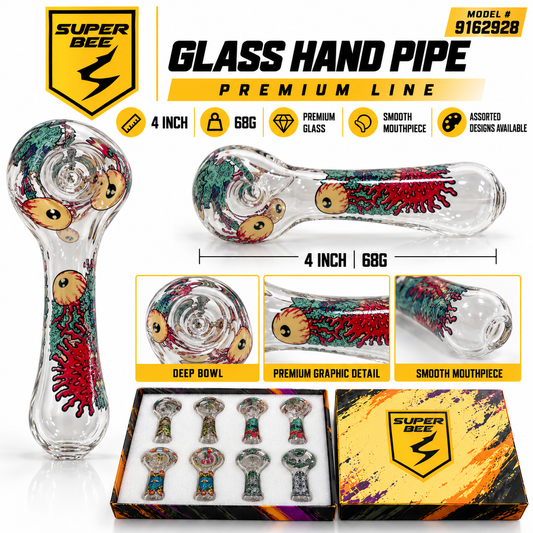 Glass Hand Pipe - Display of 8