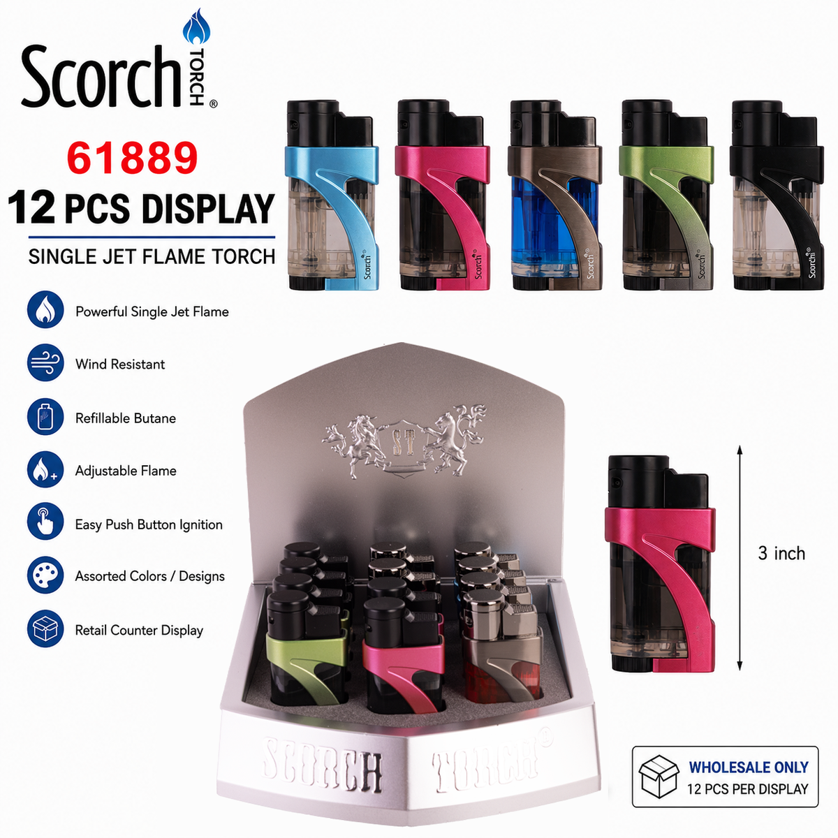 61889 SCORCH Torch Display of 12ct