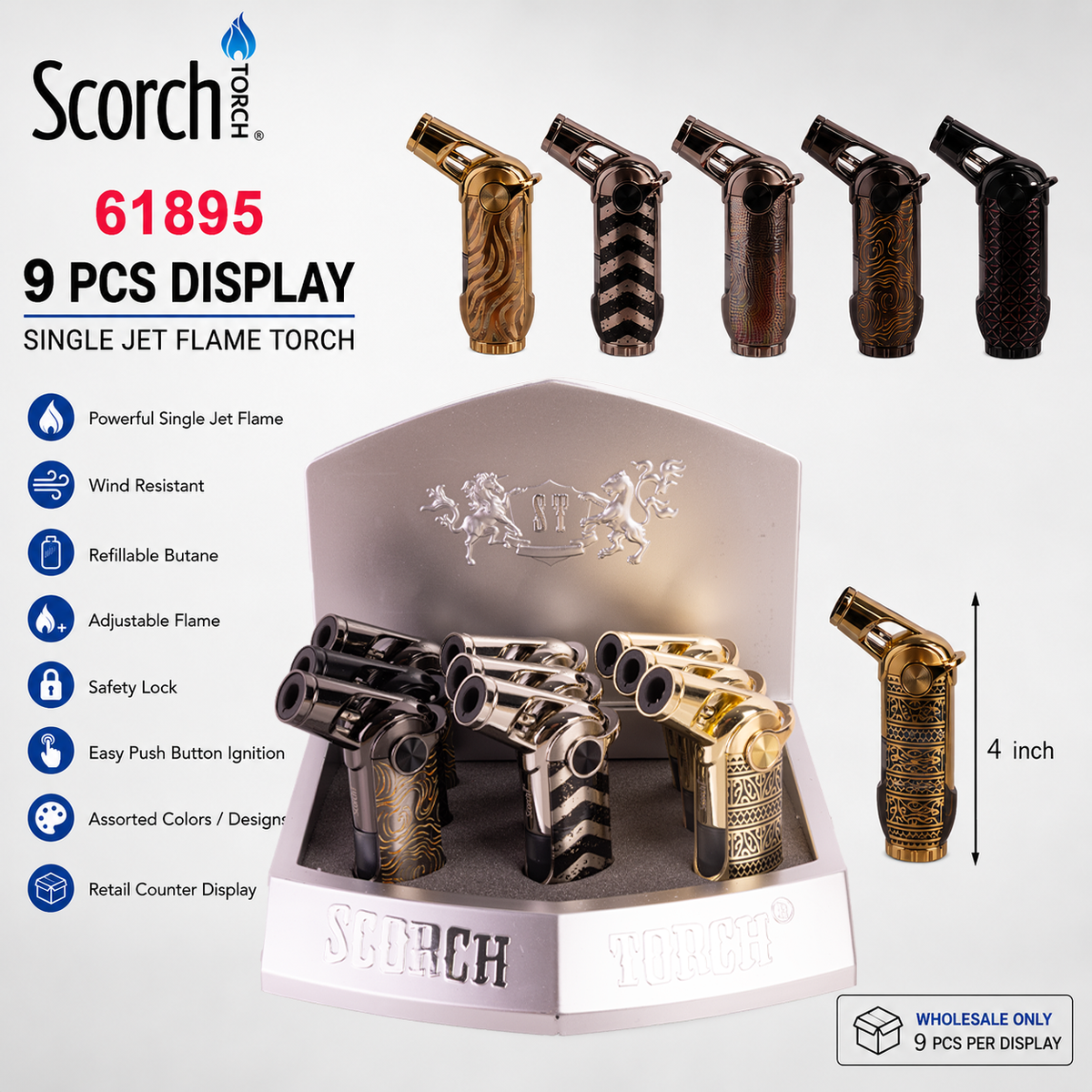 61895 SCORCH Torch Display of 9ct