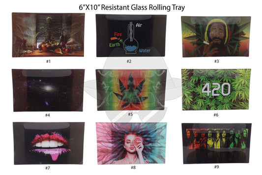 6"x10" Resistant Glass Rolling Tray