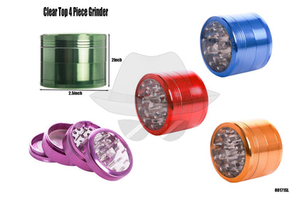 80171SL Sharp Lite 2.4" 4 Parts Clear Top Window Aluminum Grinder