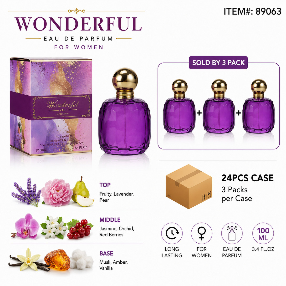 Ladies EDP 100ml/3.4fl.oz WONDERFUL - 3CT