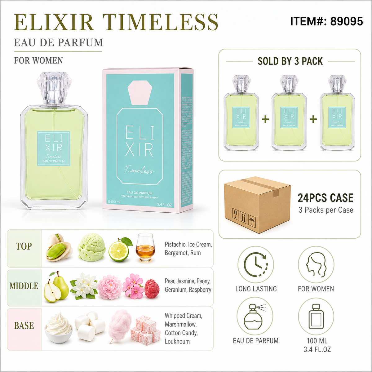 Ladies EDP 100ml/3.4fl.oz ELIXIR Timeless - 3CT