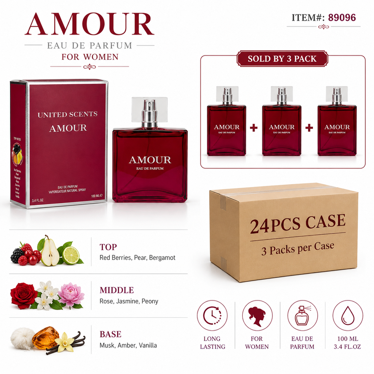 Ladies EDP 100ml/3.4fl.oz AMOUR - 3CT
