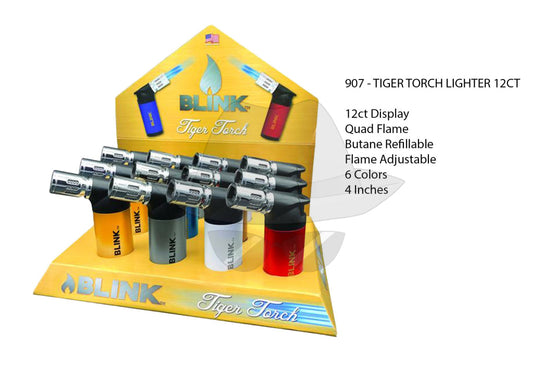 907 - BLINK TIGER TORCH LIGHTER 12CT