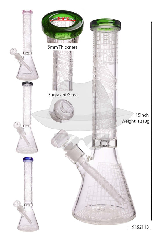 9152113 Monster Engraved Beaker Water Pipe