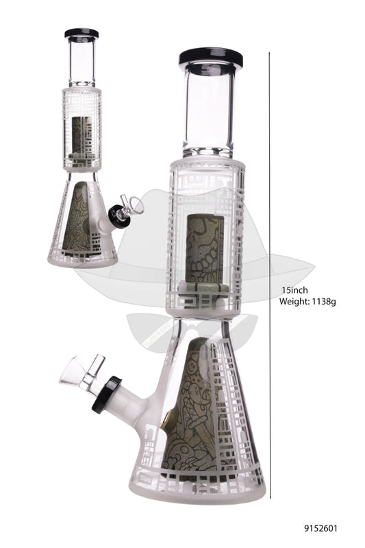 9152601 Pyramid Perc Glass Water Pipe