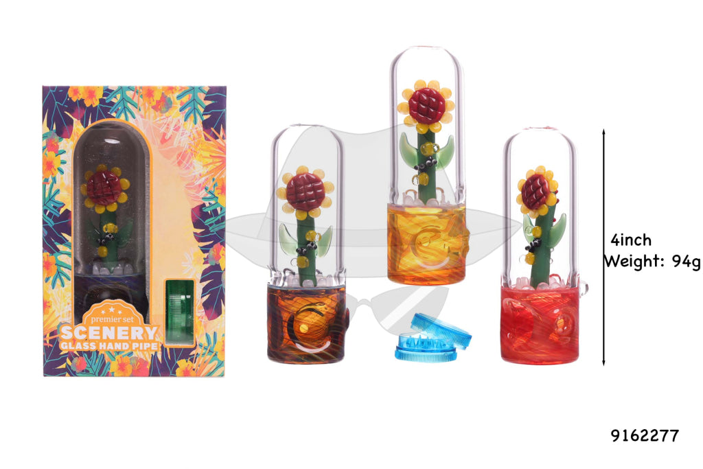 9162277 Sunflower Glass Hand Pipe