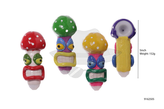 9162505 Mushroom Monster Design Glass Hand Pipe