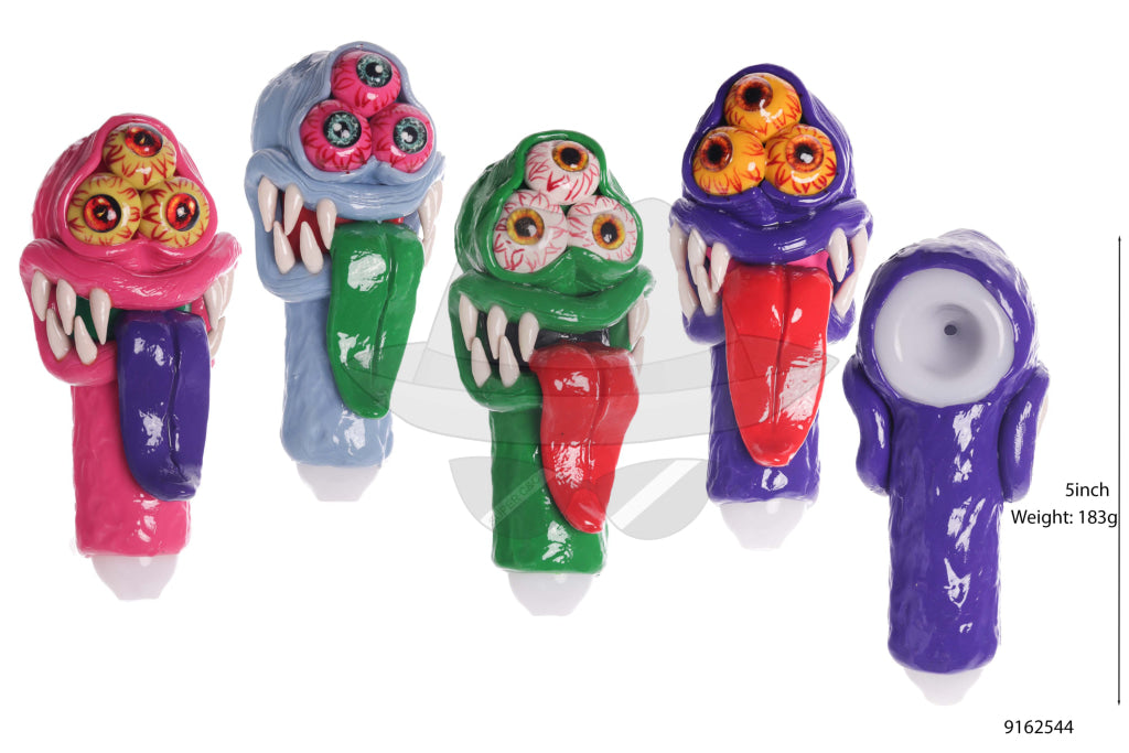 9162544 Glass Hand Pipe Monster Design