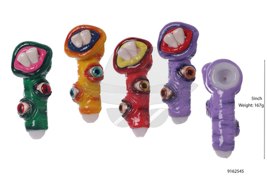 9162545 Glass Hand Pipe Monster Design