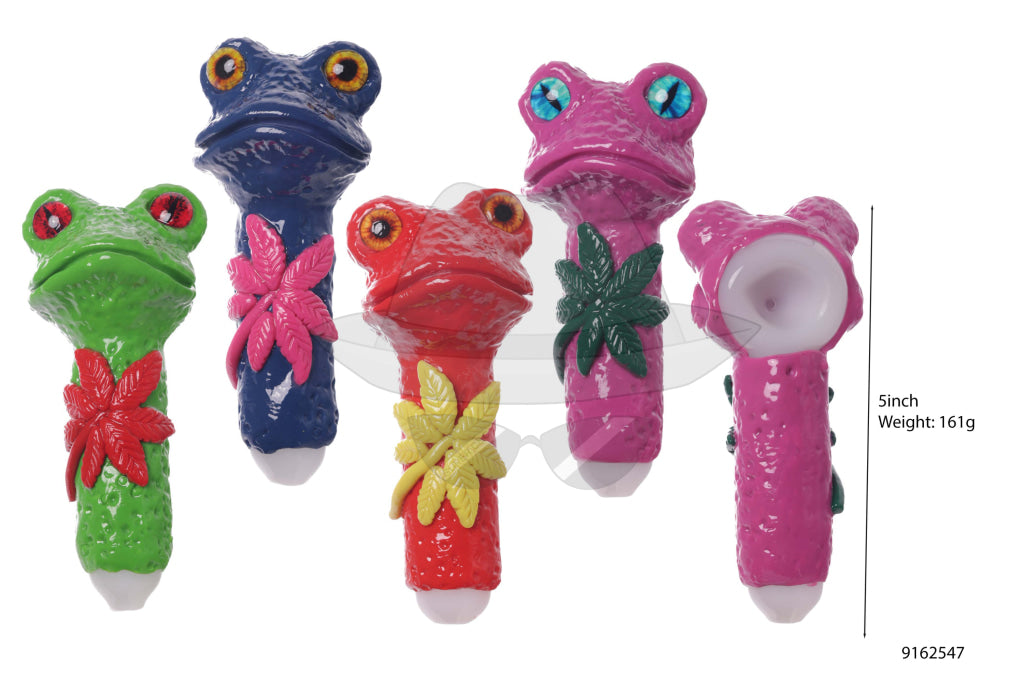 9162547 Glass Hand Pipe Frog Design