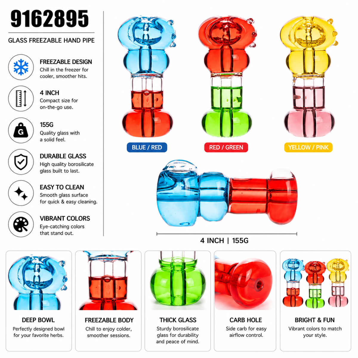 9162895 Glass Hand Pipe