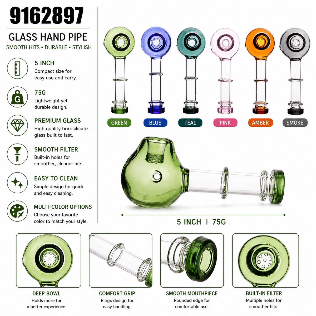 9162897 Glass Hand Pipe