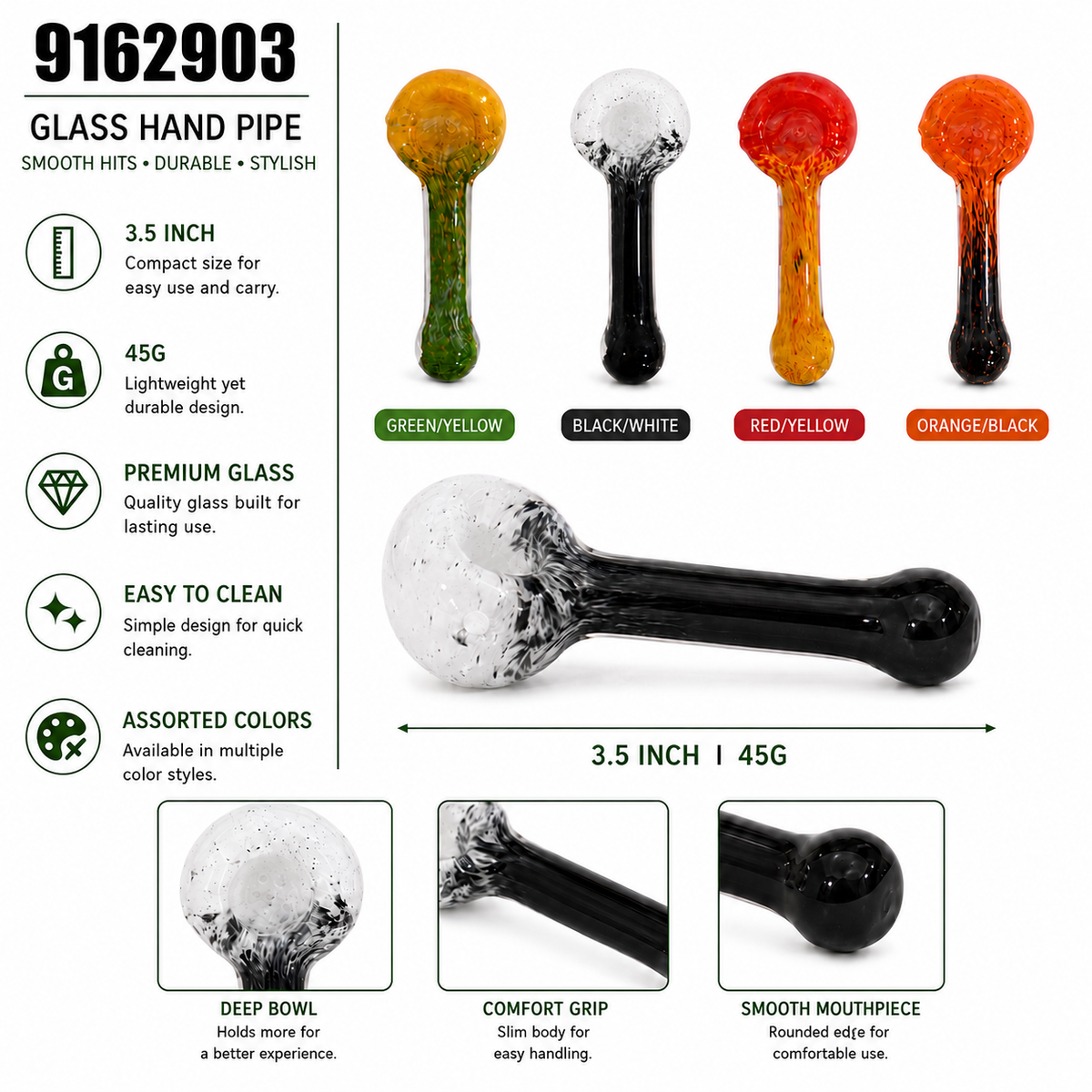 9162903 Glass Hand Pipe