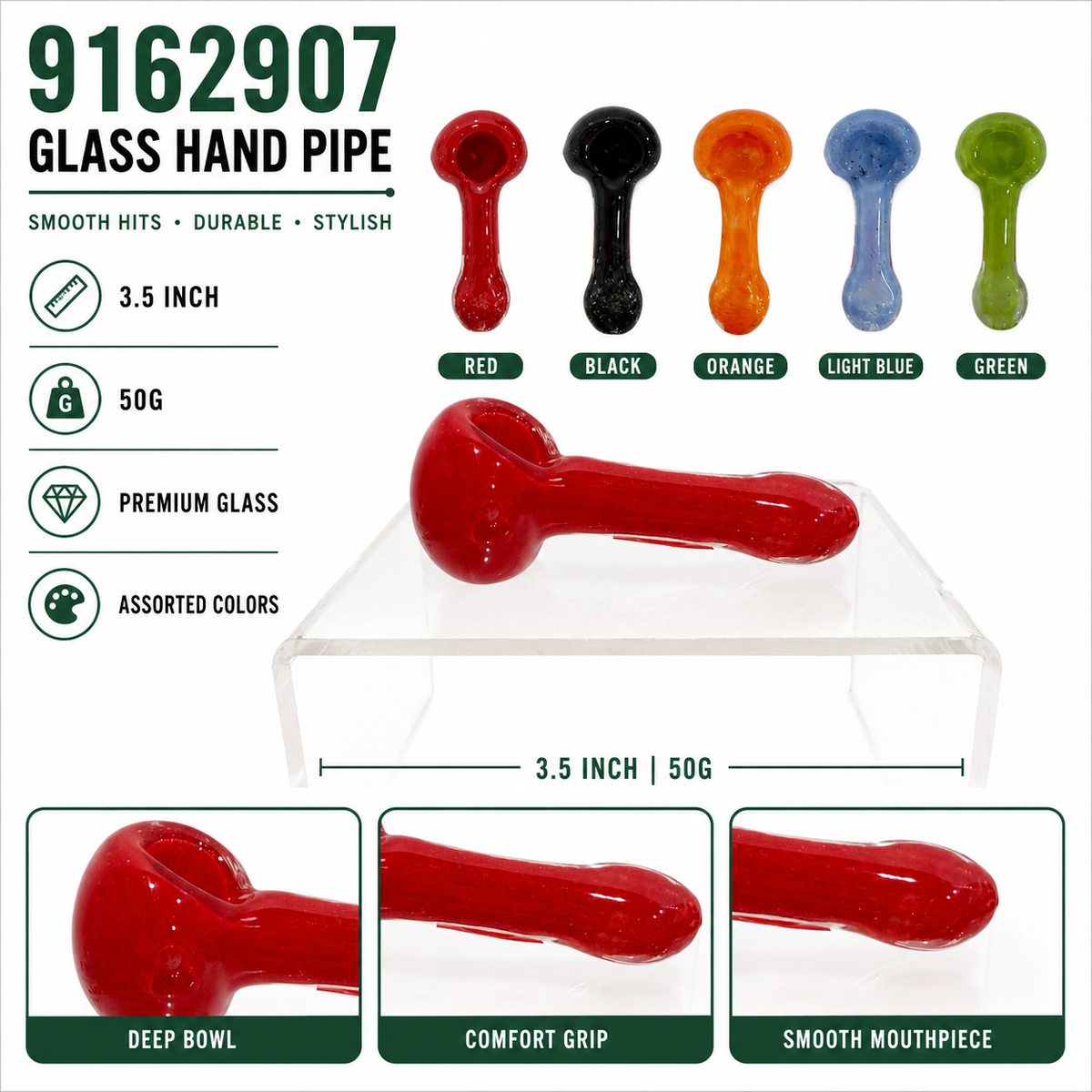 9162907 Glass Hand Pipe