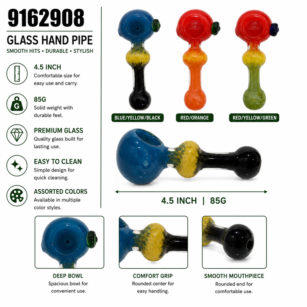 9162908 Glass Hand Pipe