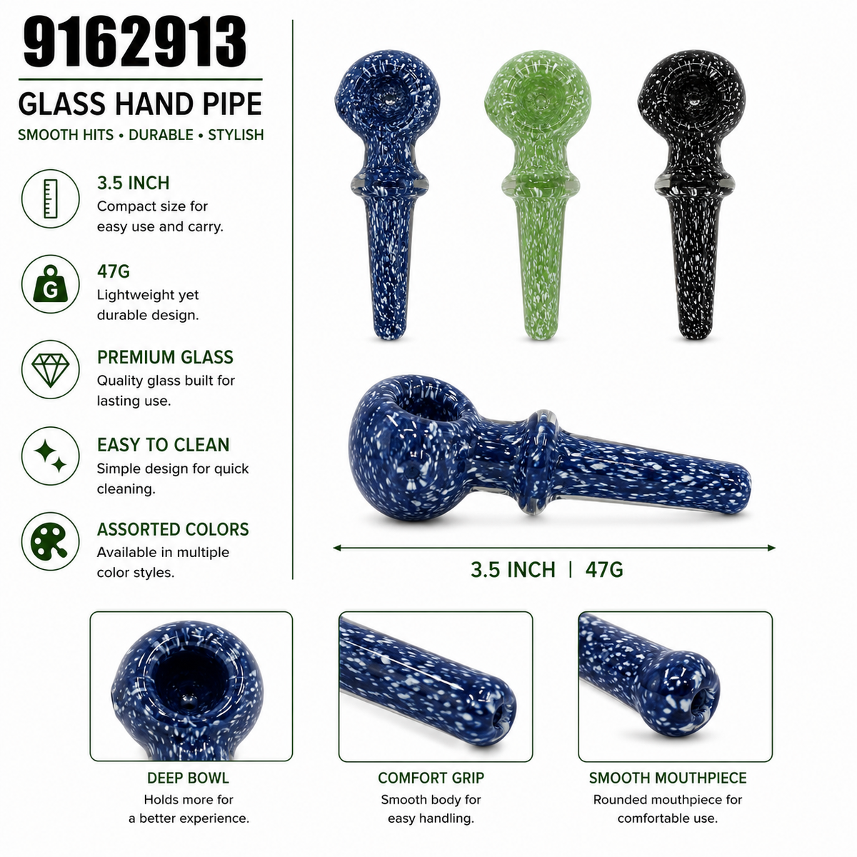 9162913 Glass Hand Pipe