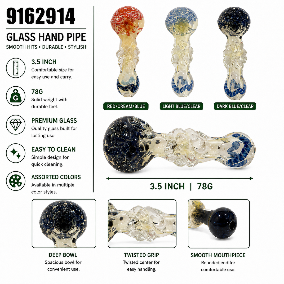 9162914 Glass Hand Pipe