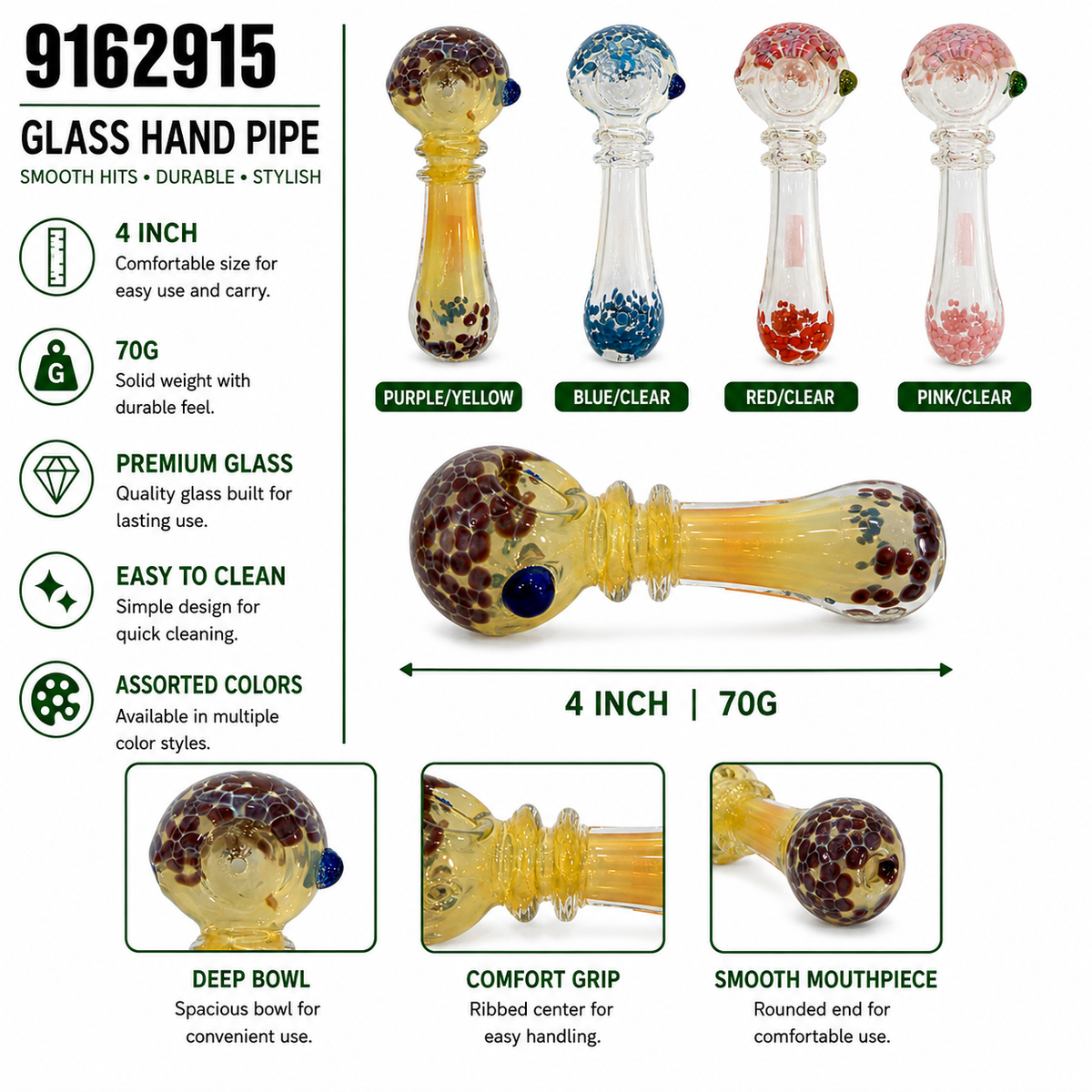 9162915 Glass Hand Pipe