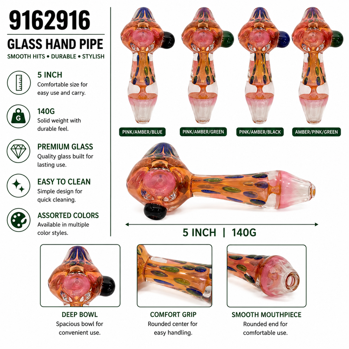 9162916 Glass Hand Pipe