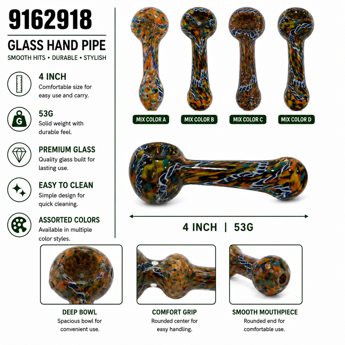 9162918 Glass Hand Pipe