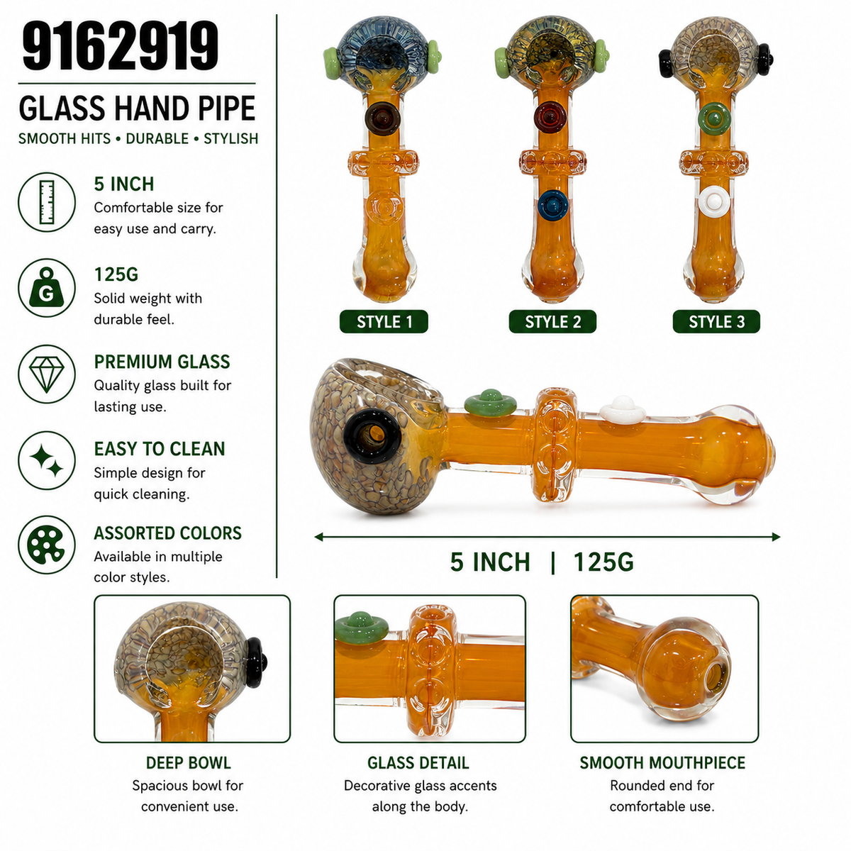 9162919 Glass Hand Pipe
