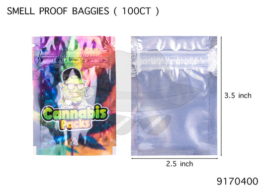 9170400 Smell Proof Baggies 2.5"x3.5" 100ct