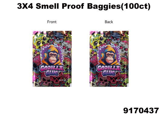 9170437 3X4 Smell Proof Baggies -100ct
