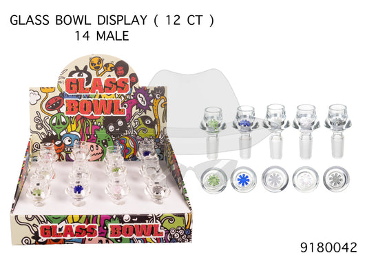 9180042 14mm Male Glass Bowl-12ct