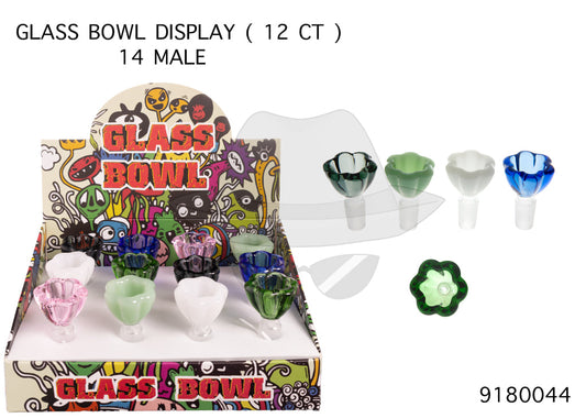 9180044 14mm Male Glass Bowl-12ct
