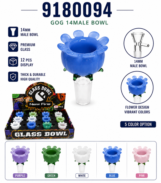 9180094 14" Male Glass Bowl-12ct