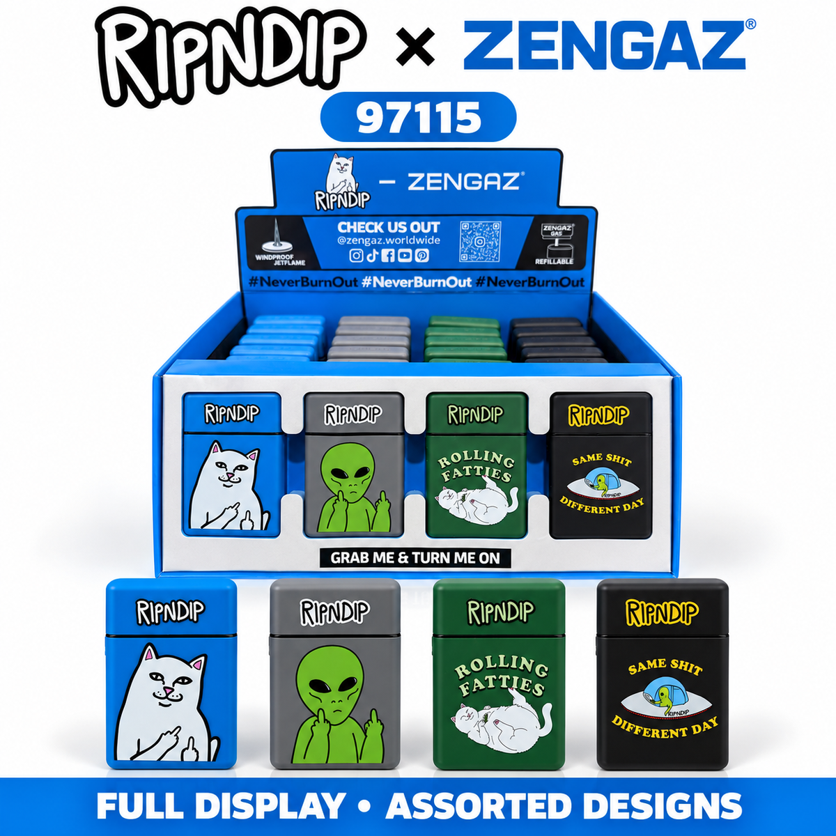 Zengaz Torch Lighters Display of 28