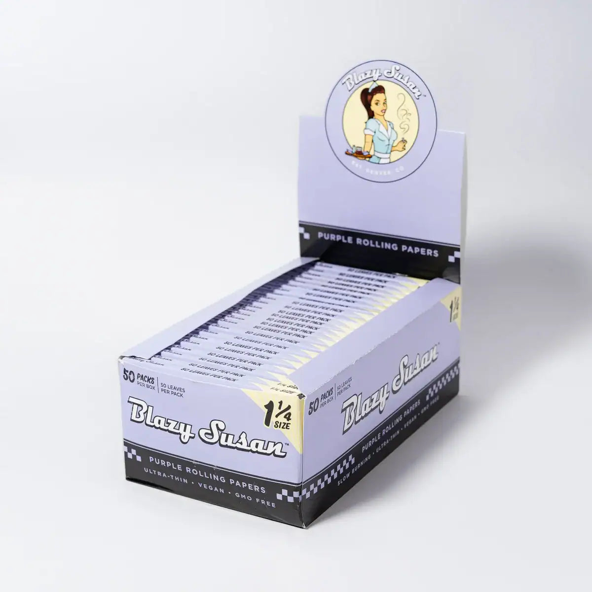 Blazy Susan Purple Rolling Papers Full Box