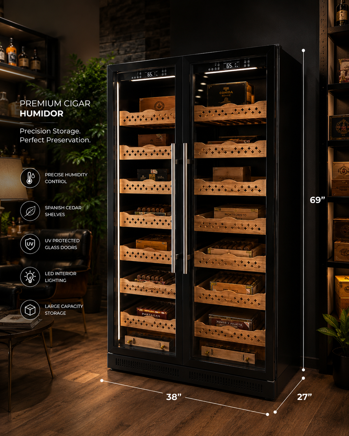 Cigar Humidor Cabinet LED Light