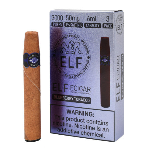 Elf Cigar Vape Disposable - 3000 Classic Tobacco Puffs- Pack of 3 - Display of 5 Packs