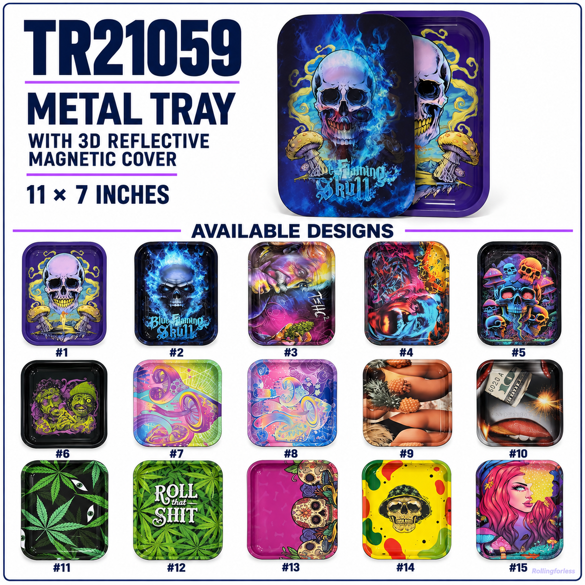 Metal Rolling Tray with 3d Magnetic Lid