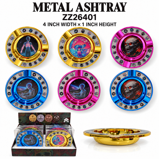 ZZ26401 ZINC Metal Ashtray-6ct