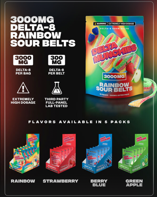 DELTA 8 SOUR BELTS 5 PACK DISPLAY
