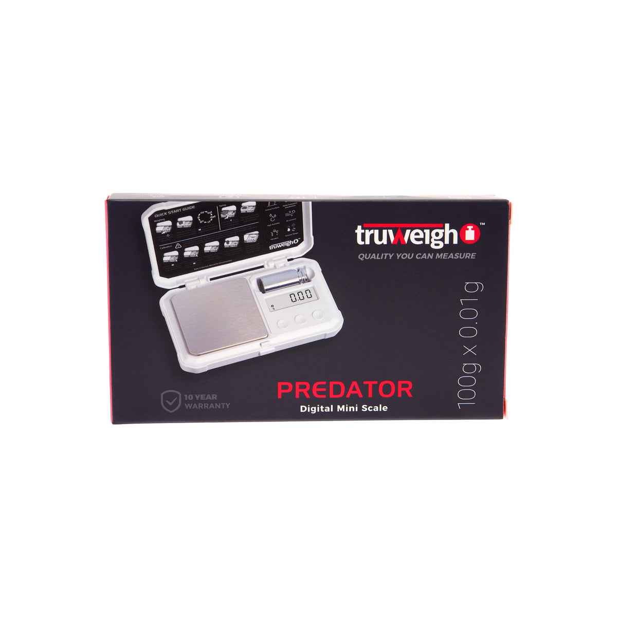 Truweigh Predator Mini Scale with Weight – 100g x 0.01g - White