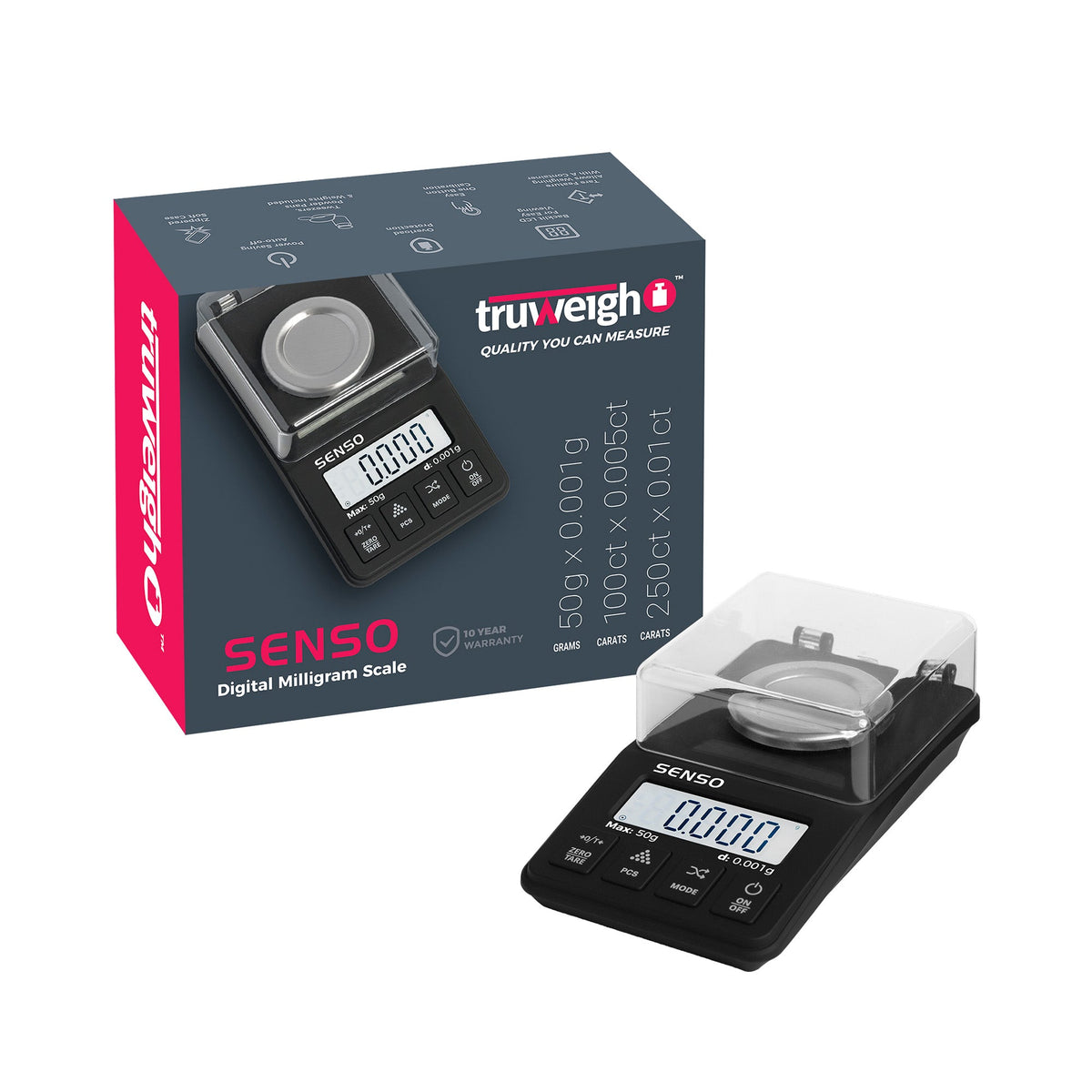 Truweigh Senso Carat Milligram Digital Scale – 50g x 0.001g