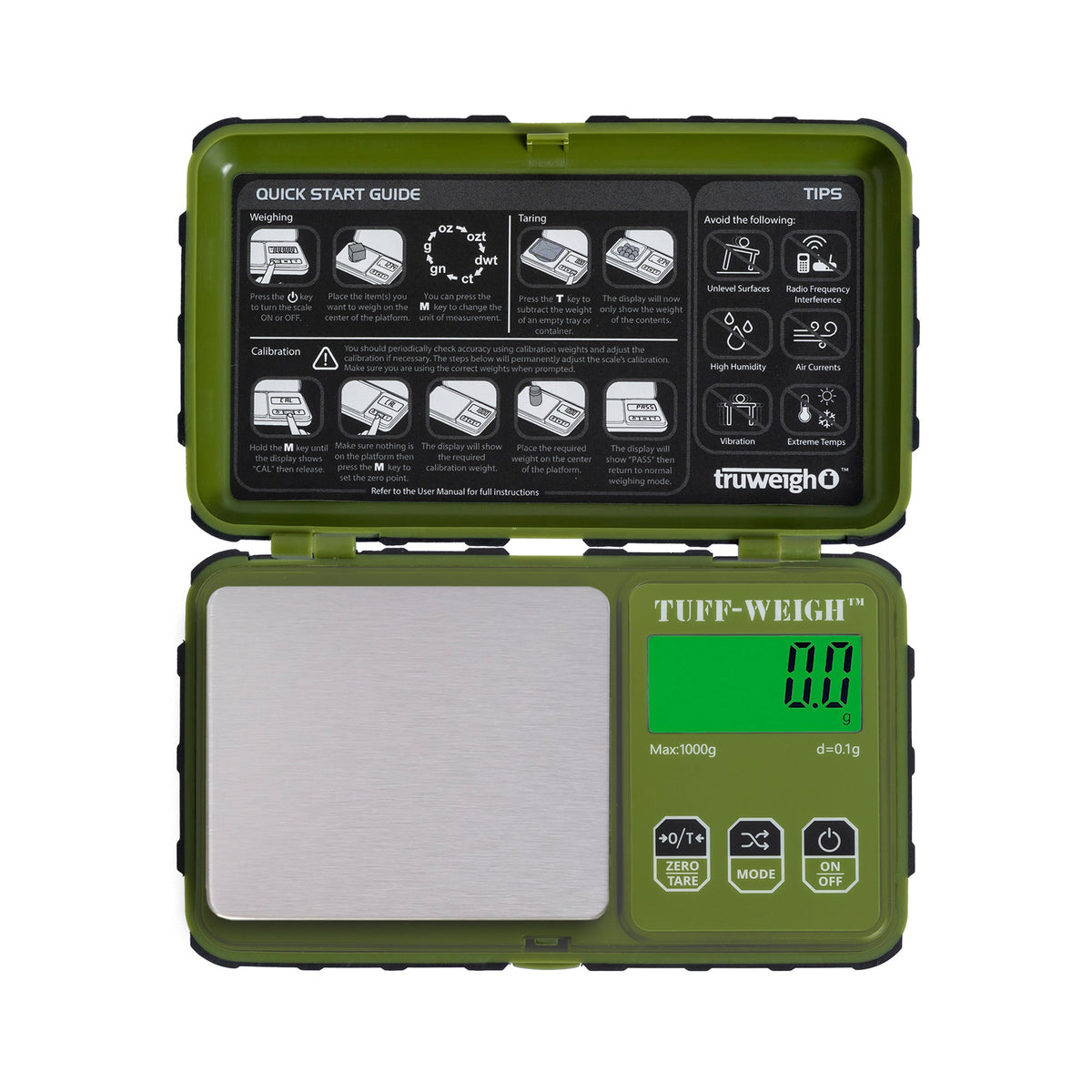 Truweigh Tuff-Weigh Scale - 1000g x 0.1g - Green/Black