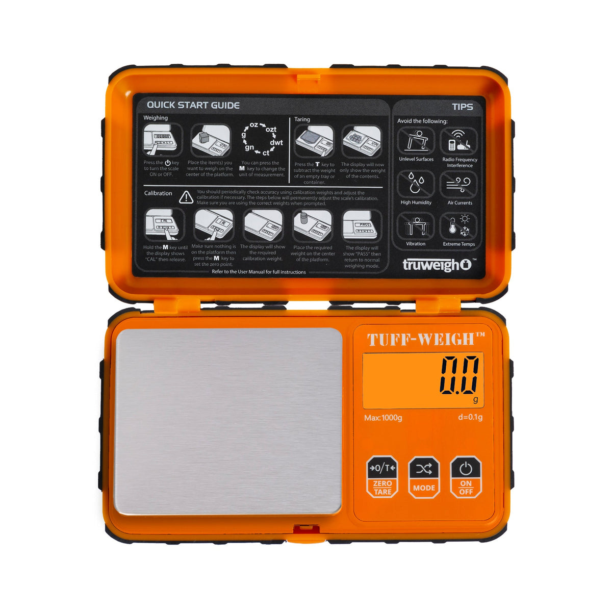 Truweigh Tuff-Weigh Scale - 1000g x 0.1g - Orange/Black