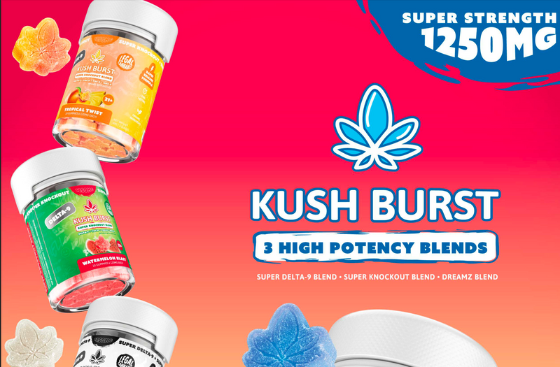 Load image into Gallery viewer, KUSH BURST SUPER KNOCKOUT BLEND GUMMIES 10ct box
