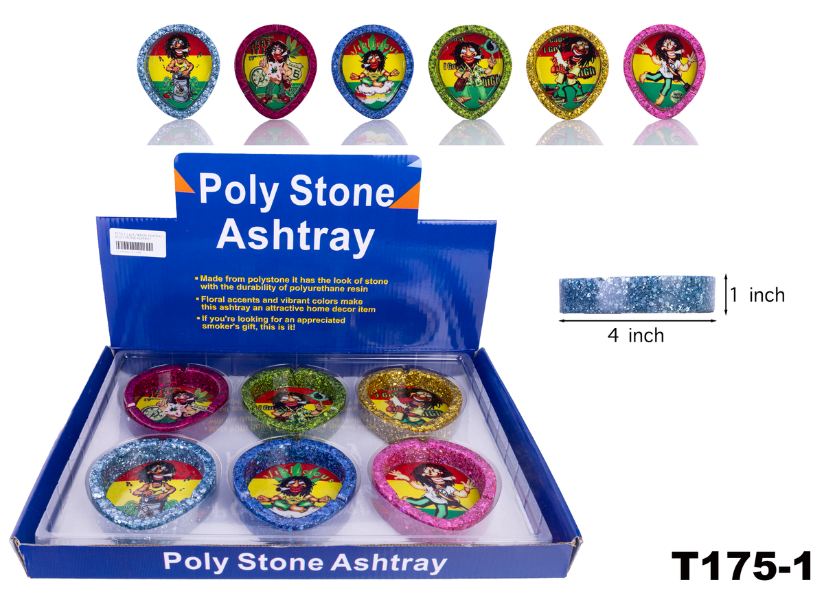 T175 POLY STONE Ashtray-6ct