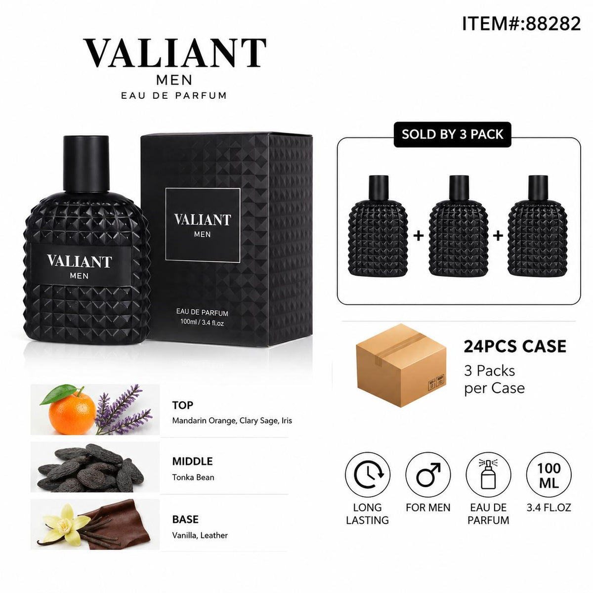 Men's EDP 100ml/3.4 fl.oz VALIANT MEN - 3CT