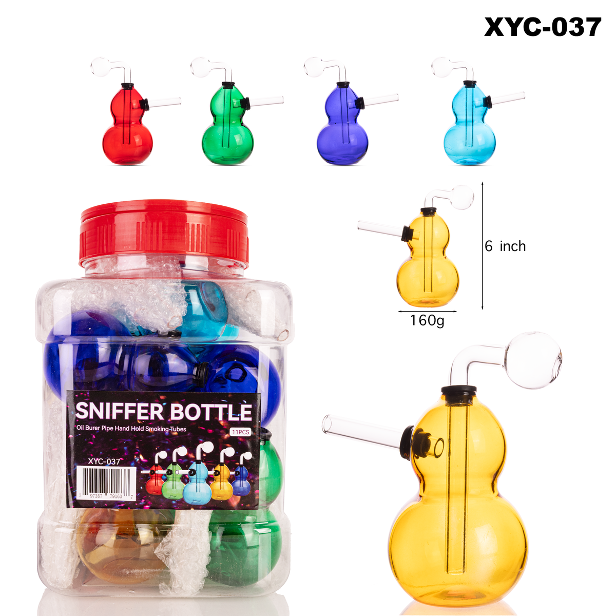 JAR OF 11 Lightbulb OB Glass Water Pipe