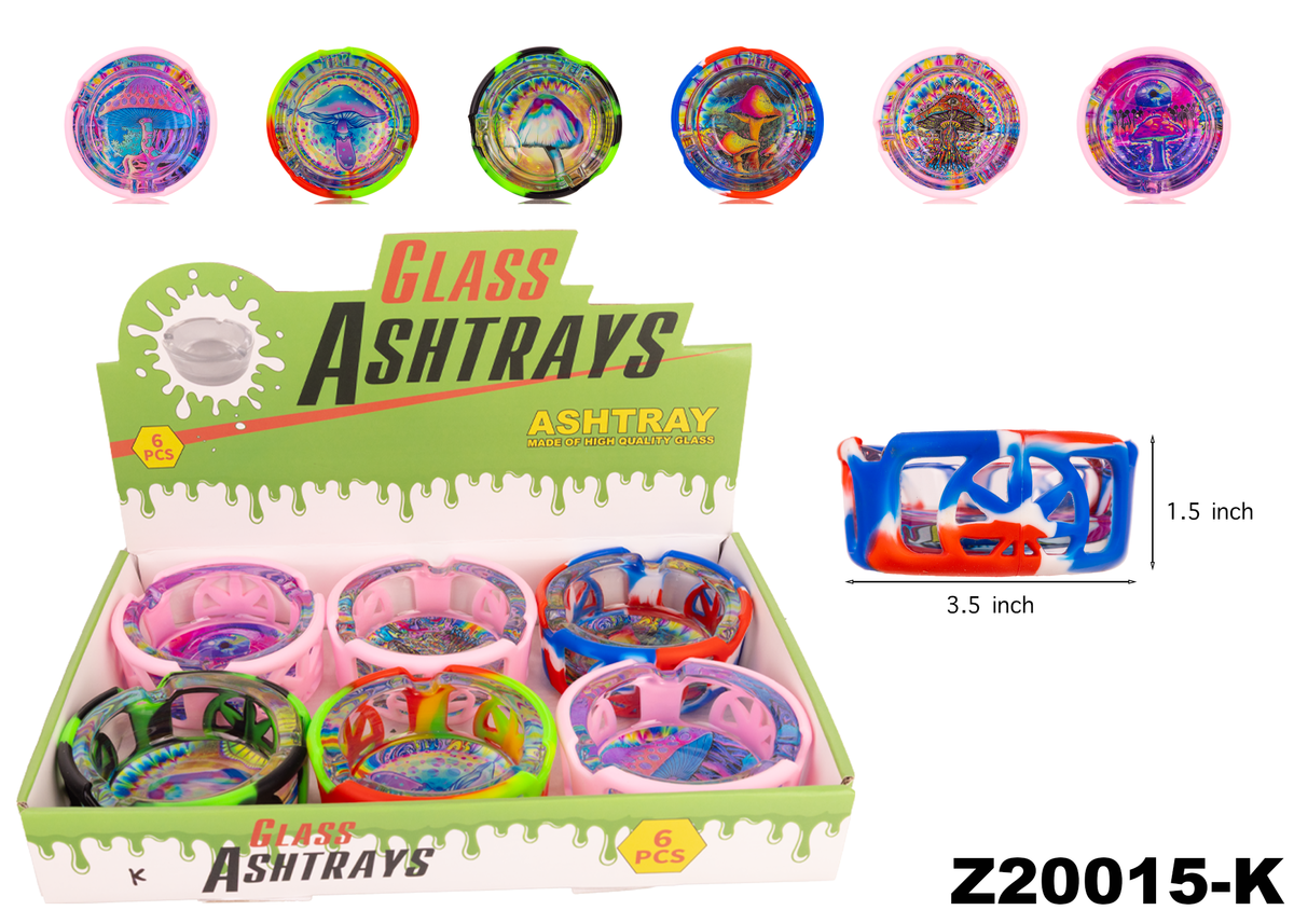 A20015 Glass Ashtray w/Silicone Cover-6ct